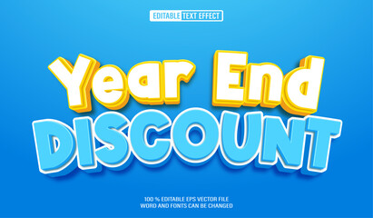 Editable 3d text style effect - Year End Discount text effect Template