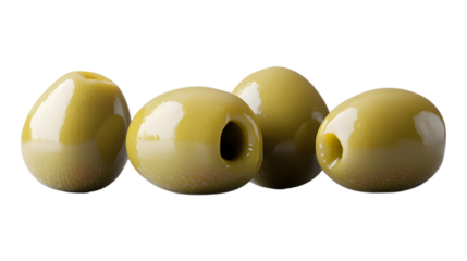 Yellow spheres with white, shiny surfaces, arranged in the same position isolated on a transparent background.