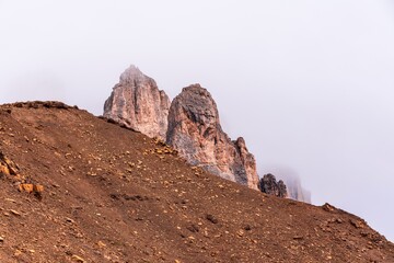 Morning mist in the Dolomites in South Tyrol, Italy.