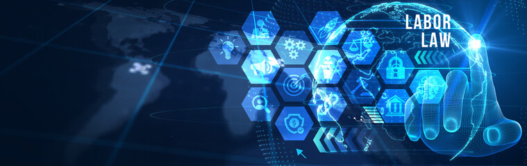Business, Technology, Internet and network concept. Labor Law Lawyer Legal. 3d illustration
