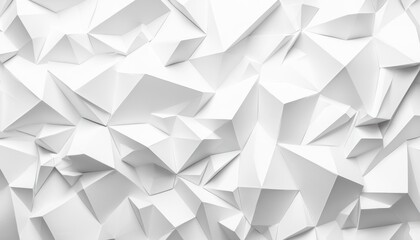 Abstract white geometric background with a textured, 3D, low poly, and polygonal design.