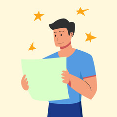 Man Get Inspired Flat Design Illustration