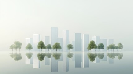 Fototapeta premium A city skyline with a large body of water in the background