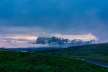 Sunrise in the Dolomites in South Tyrol, Italy.