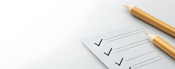 Minimalistic Quality Assurance Checklist with Checkmarks - Organized Layout on White Surface for Professional Use in Business and Project Management