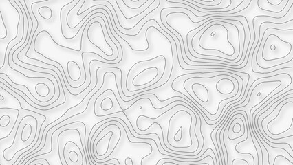 Topographic map. Geographic mountain relief. Abstract lines background. Contour maps. Modern design with White background with topographic wavy pattern. Vector illustration.