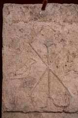 Paleo-Christian decorative brick, baked clay, 5th century, Andalusia, Visigoth - early medieval, Valladolid Museum , Castile and Leon, Spain