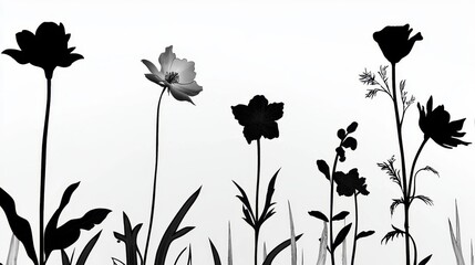 Elegant Black and White Flower Silhouettes in Style