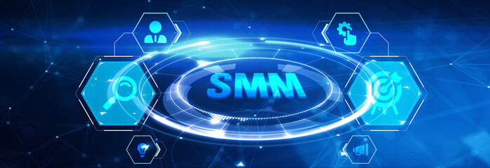 Business, Technology, Internet and network concept. SMM Social Media Marketing. 3d illustration