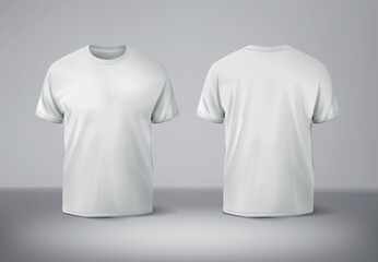 Blank white t-shirt mockup front and back. Plain cotton t-shirt mockup. Empty casual clothes