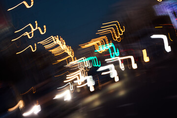 Abstract City Lights at Night Featuring Motion Blur Effects That Captivate the Senses