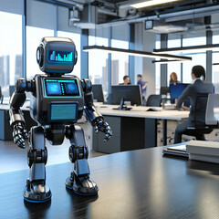 Humanoid Robot Collaborating in a Futuristic Office