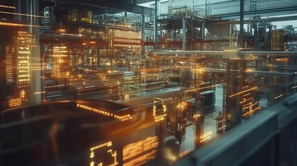 Fototapeta premium Connectivity and networks for IoT in smart factory operations.