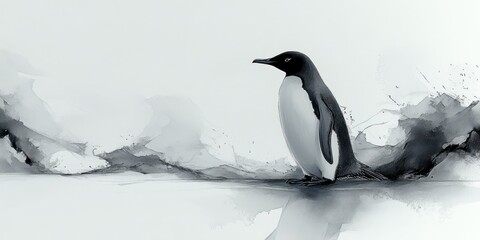 Fototapeta premium Adelie Penguin Standing on Antarctic Ice