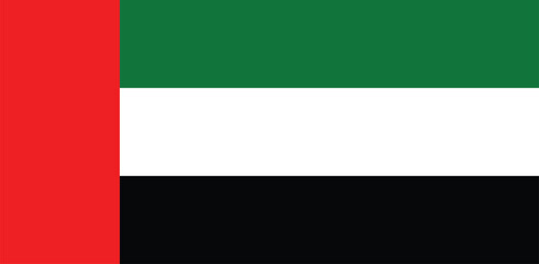 United Arab Emirates flag state symbol isolated on background national banner. Greeting card National Day spirit of the union United Arab Emirates. Illustration banner with realistic state flag of UAE