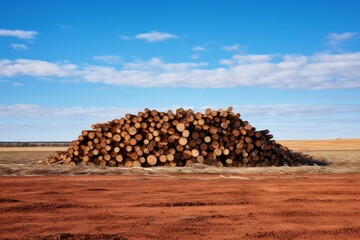 Commercial Image of Log Piles Under Realistic Blue Skies"