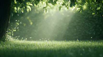 Obraz premium Graceful flow of nature's harmony through sunlit greenery peaceful garden photography tranquil landscape close-up view