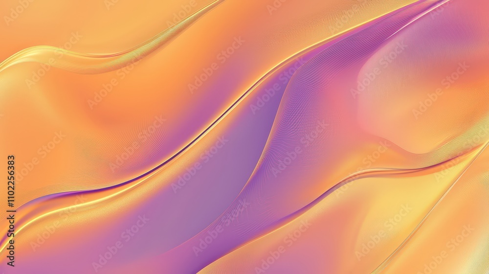 Poster the vibrant interplay of orange and purple forms gentle waves that flow seamlessly across the surfac