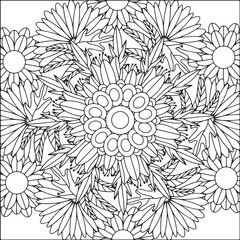 seamless floral pattern coloring book page for adult coloring book page