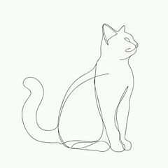 Cat One Line Art Illustration