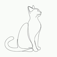 Cat One Line Art Illustration
