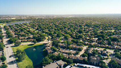 Apartment complex, residential neighborhood in lakeside community in Coppell suburbs Dallas, Texas,...