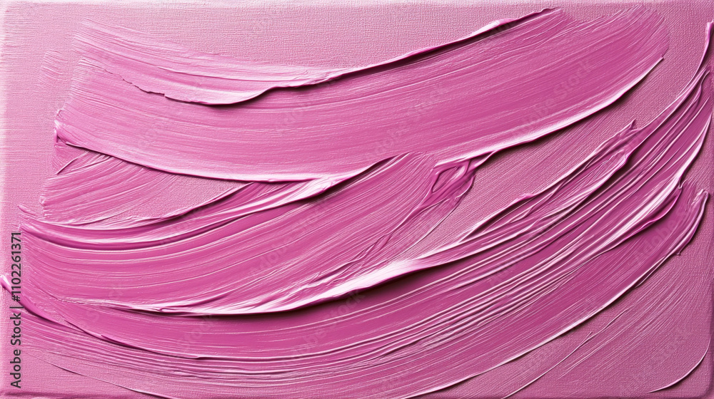 Fototapete Colorful abstract artwork features bold pink hues with distinct brush strokes, creating a sense of movement and texture on canvas