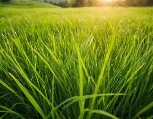 Obraz premium green grass in the wind sunshine