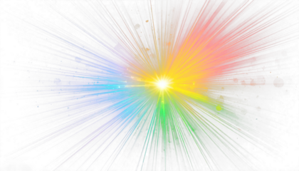 Bright Rainbow Bokeh Light Flare Effect on White Background for Overlay and Screen Layer
