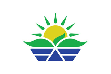 Sleek Renewable Energy Icon with Solar Panels