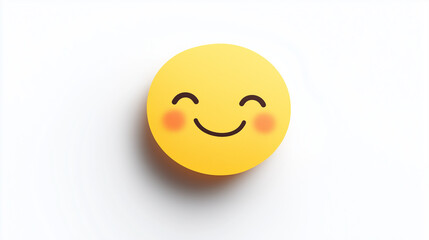 Fototapeta premium Adorable Smiling Emoji on Yellow Sticky Note Isolated on White Background