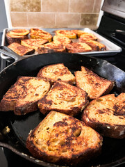 Rustic French Toast Cooking in Skillet