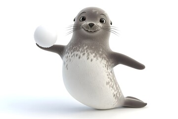 White 3D render of a cute penguin toy, isolated on a black background
