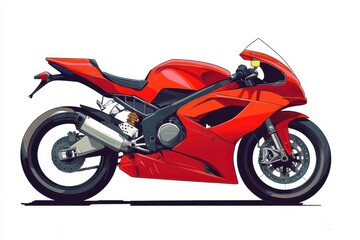 Obraz premium Sport motorcycle in vibrant red color parked on a clean white background showcasing its sleek design and features