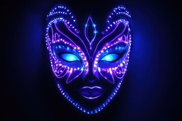 Led Mask. Abstract Art Design with Bright Purple and Blue Colours on Black Background