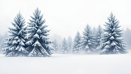 Obraz premium Winter snowy landscape with frosted trees for tranquil and serene design projects