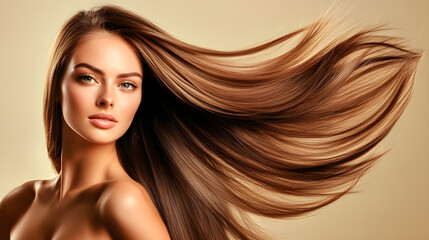 Naklejka premium Achieving Sleek Straight Hair with Smooth, Healthy Ends Through Proper Techniques and Care