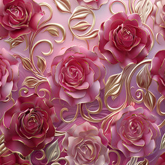 Pink and goldroses background
