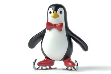 Fototapeta premium A cute cartoon penguin family enjoying winter fun on the ice