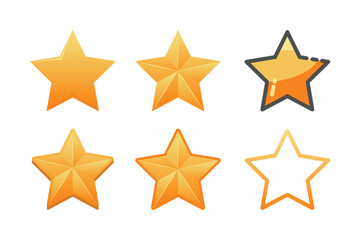 Stars collection. Star vector icons. Golden and Line set of Stars