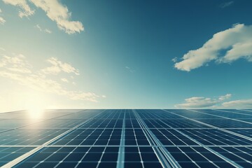 Close-Up of Solar Panels on Rooftop Reflecting Sunlight on a Clear Sunny Day. AI generated illustration