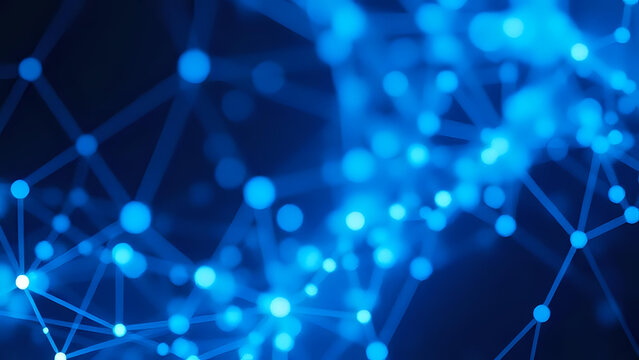 depth of field, network plexsus with blue color. Ai generated image