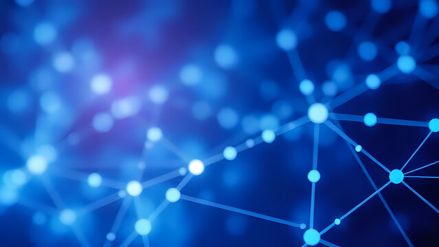 depth of field, network plexsus with blue color. Ai generated image