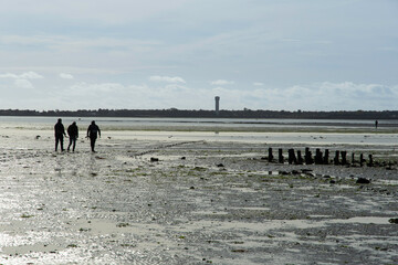 pêcheur à la ligne, Passage du Gois, Barbâtre, Ile de Noirmoutier, Beauvoir sur Mer, Vendée,...