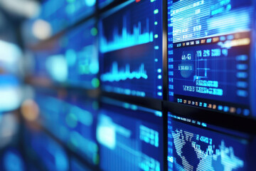 Digital Stock Market Data Displayed on Monitors