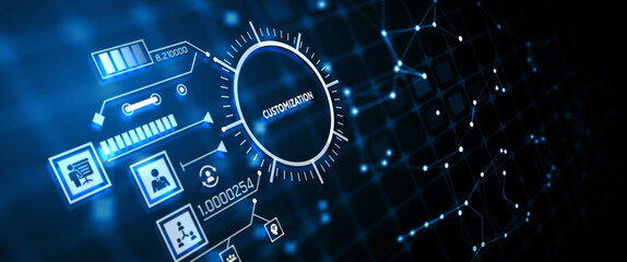 Business, technology, internet and network concept. Virtual screen of the future and sees the inscription: Customization. 3d illustration