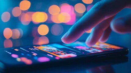 Capturing connection a person touching a cell on a table in a modern setting