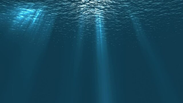 Ocean Under Water Journey Loop under water effect with sun rays penetrating sea