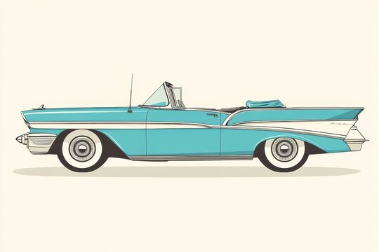 Naklejki Vintage convertible car parked against a plain background showcasing classic design elements
