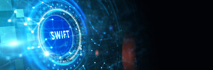 SWIFT. Society for Worldwide Interbank Financial Telecommunications. Financial Banking regulation concept.